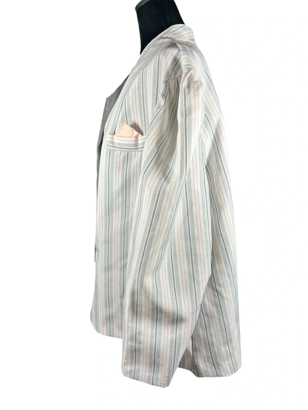 Vintage 80s ILGWU Striped Double Breasted Blazer Made in USA Power Suit Jacket1X